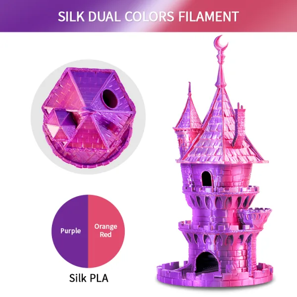 ERYONE Dual Color - Orange Red & Purple Silk PLA Filament for 3D Printers, 1kg Spool, 1.75mm Diameter - Image 2