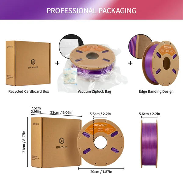 ERYONE Dual Color - Orange Red & Purple Silk PLA Filament for 3D Printers, 1kg Spool, 1.75mm Diameter - Image 4