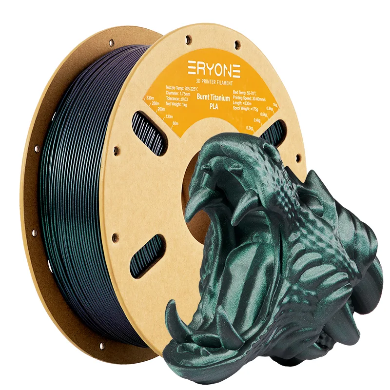 ERYONE Burnt Titanium Green PLA 3D Printer Filament 1.75mm +/- 0.03mm, Glitter PLA Filament 1KG Spool