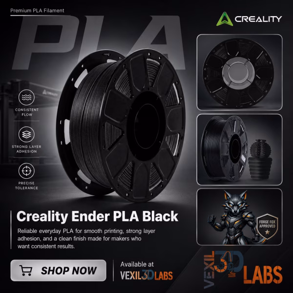 Creality Ender Black PLA 3D Printer Filament 1kg – 1.75mm