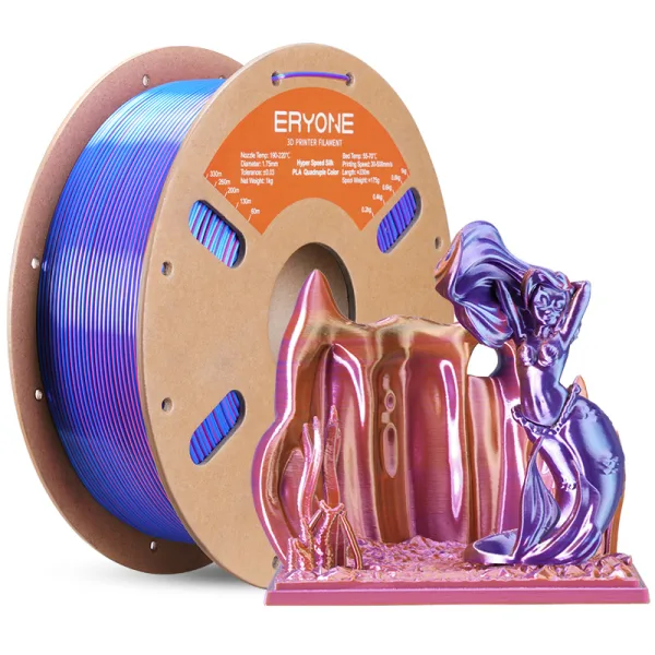 Hyper Speed Silk PLA Quad Color – Neon Purple/Blue/Pink/Yellow | 1.75mm | 1Kg Roll - Electrical Night
