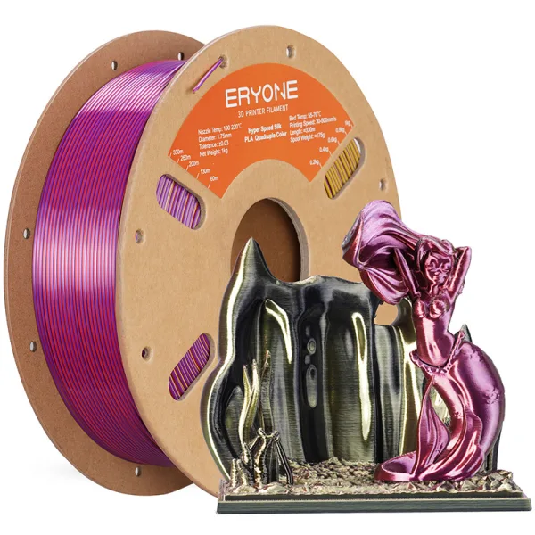 Hyper Speed Silk PLA Quad Color – Black/Red/Deep Purple/Gold | 1.75mm | 1Kg Roll - Twilight Glow