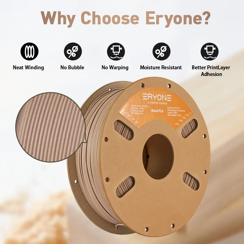 ERYONE Wood PLA – Light Wood Filament, 1.75mm, 1kg - Image 4
