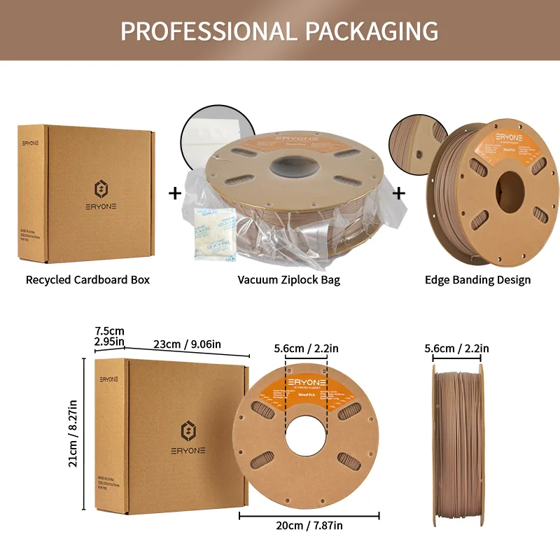 ERYONE Wood PLA – Deep Wood Filament, 1.75mm, 1kg - Image 6