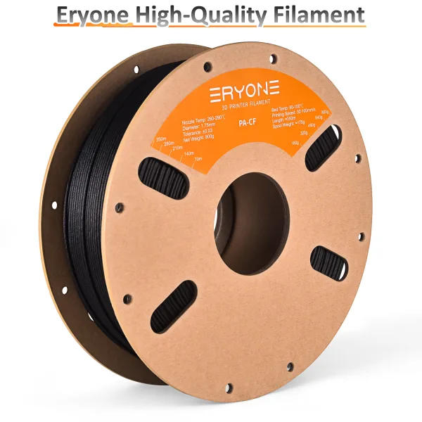 Nylon Carbon Fiber (PA6-CF) 3D Printer Filament – 1.75mm, 800g Spool