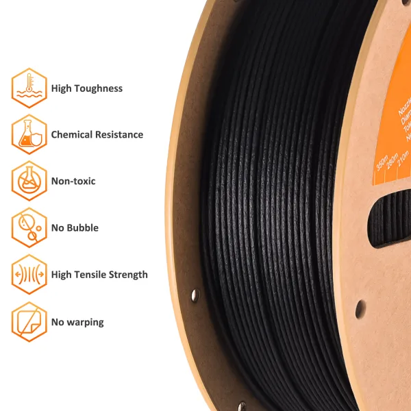 Nylon Carbon Fiber (PA6-CF) 3D Printer Filament – 1.75mm, 800g Spool - Image 4