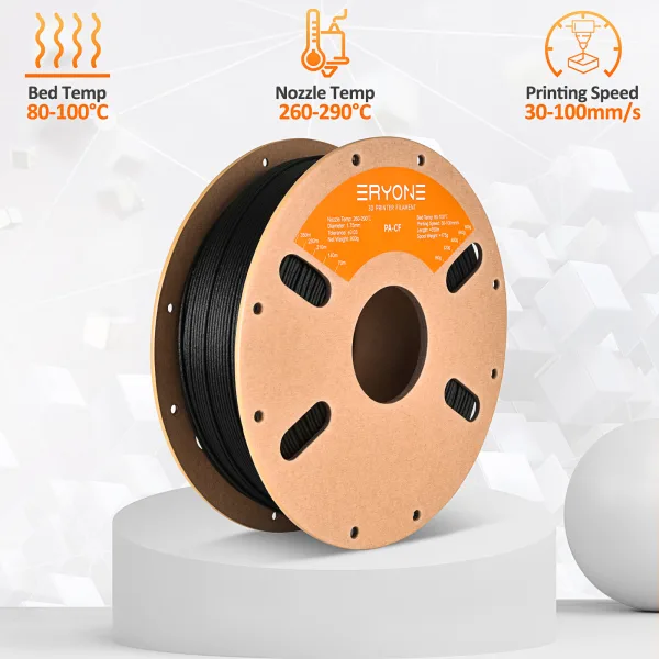 Nylon Carbon Fiber (PA6-CF) 3D Printer Filament – 1.75mm, 800g Spool - Image 5
