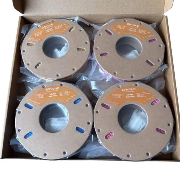 ERYONE Dual-Color Silk PLA Filament Pack – 4x 250g Rolls (1kg Total)