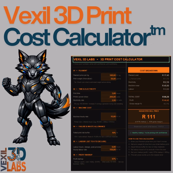 Vexil 3D Labs Print Cost Calculator – Excel Download