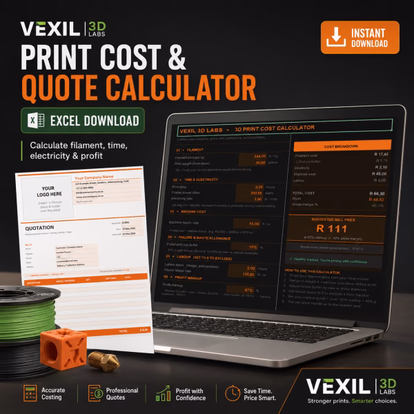 Vexil 3D Labs Print Cost & Quote Calculator – Excel Download
