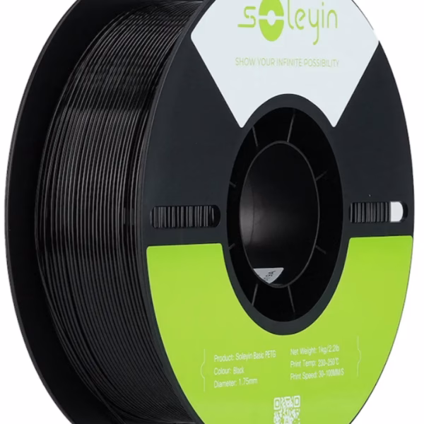 Soleyin Basic PETG Black 3D Printer Filament 1kg – 1.75mm