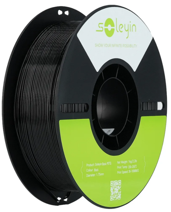 Soleyin Basic PETG Black 3D Printer Filament 1kg – 1.75mm