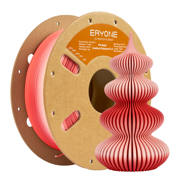 ERYONE Hyper Speed Matte Gradient Rainbow PLA Red Velvet 3D Printer Filament 1kg – 1.75mm