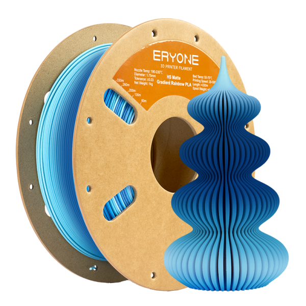 ERYONE Hyper Speed Matte Gradient Rainbow PLA Glacier Blue 3D Printer Filament 1kg – 1.75mm