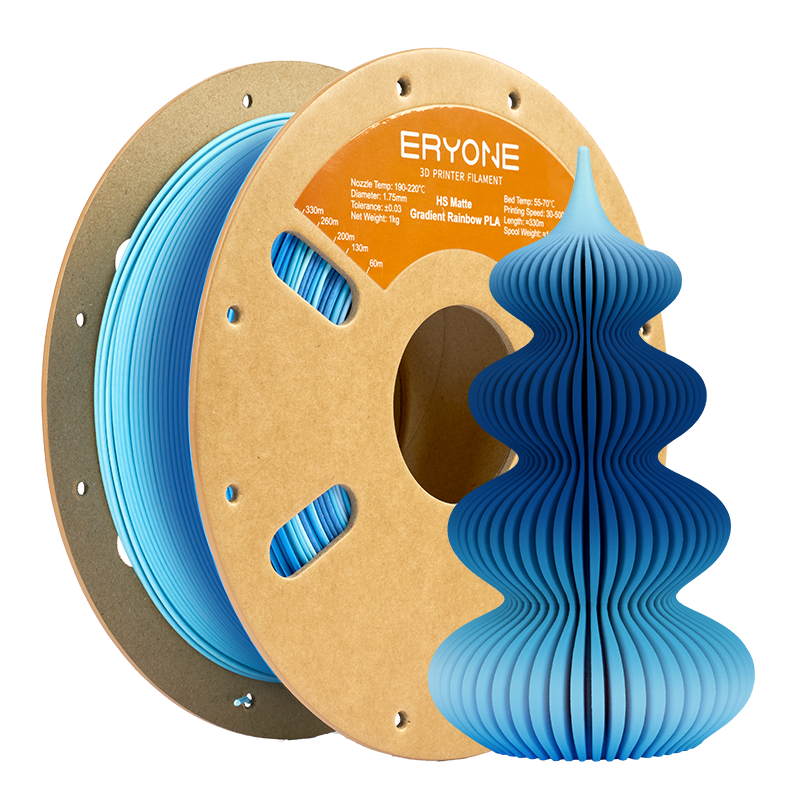 ERYONE Hyper Speed Matte Gradient Rainbow PLA Glacier Blue 3D Printer Filament 1kg – 1.75mm