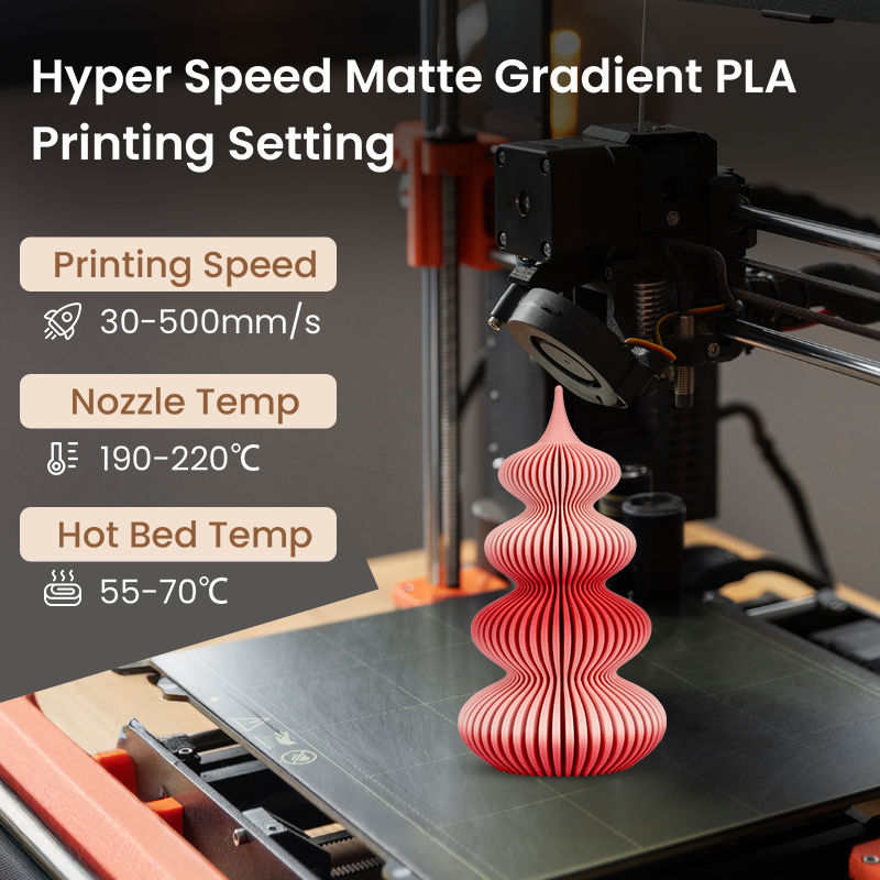 ERYONE Hyper Speed Matte Gradient Rainbow PLA Red Velvet 3D Printer Filament 1kg – 1.75mm - Image 3