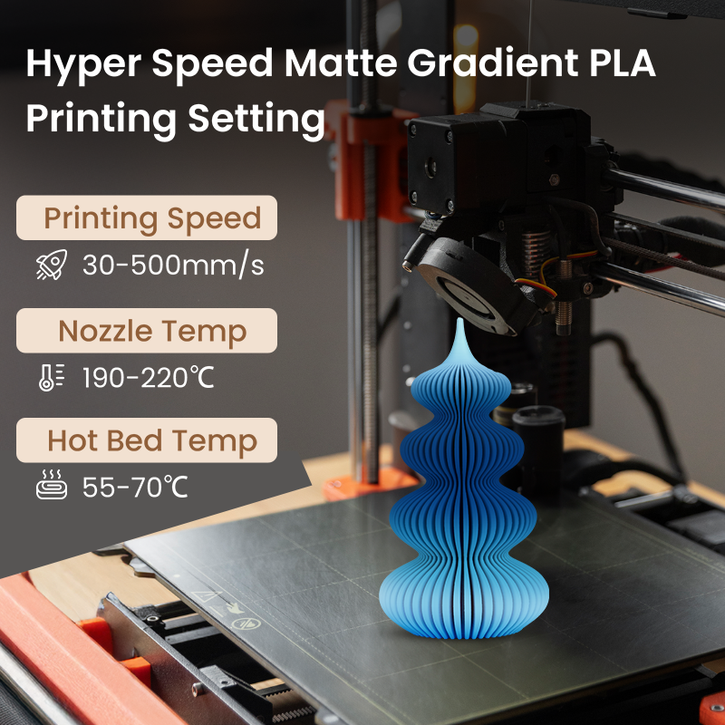ERYONE Hyper Speed Matte Gradient Rainbow PLA Glacier Blue 3D Printer Filament 1kg – 1.75mm - Image 2