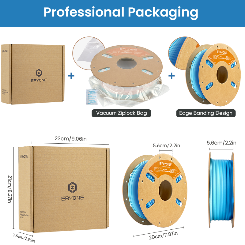 ERYONE Hyper Speed Matte Gradient Rainbow PLA Glacier Blue 3D Printer Filament 1kg – 1.75mm - Image 6