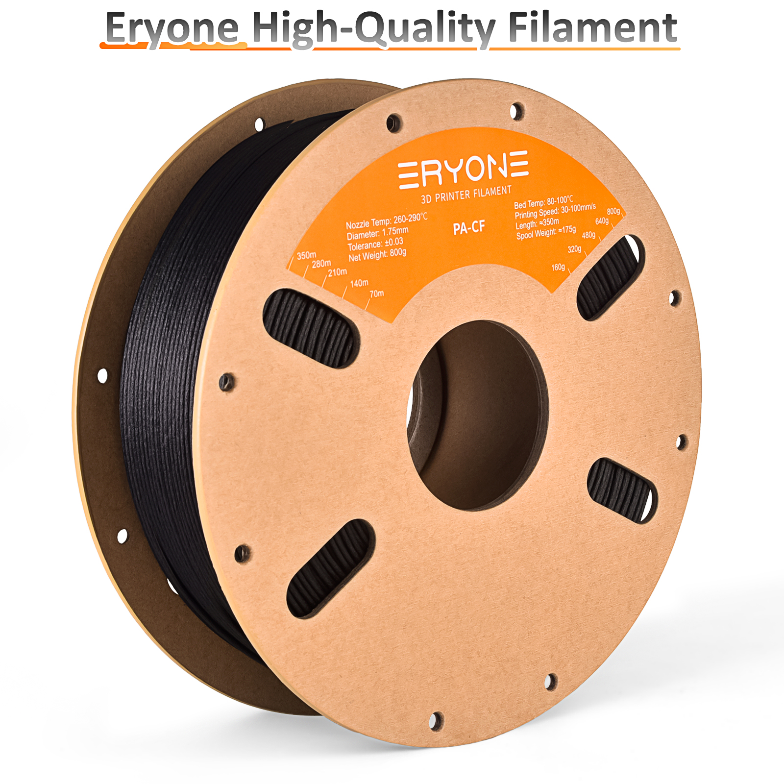 ERYONE Nylon CF (PA12-CF) Black 3D Printer Filament 800g – 1.75mm